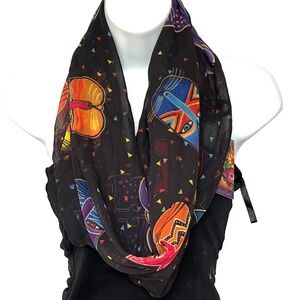 Laurel Burch Cats Artistic Infinity Scarf Collection Multi Color Black New NWT
